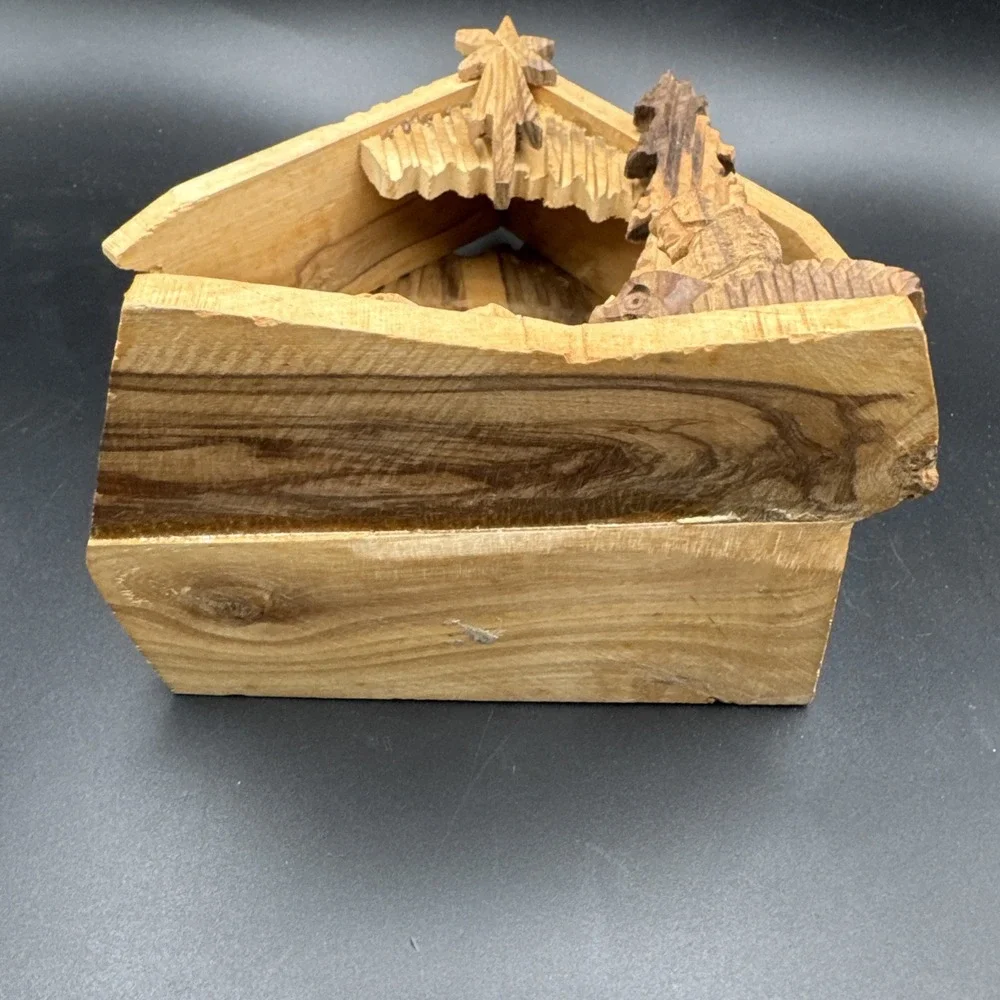 Wooden Nativity Figurine Statue Hand Carved Olive Wood Christmas‎ Decoration